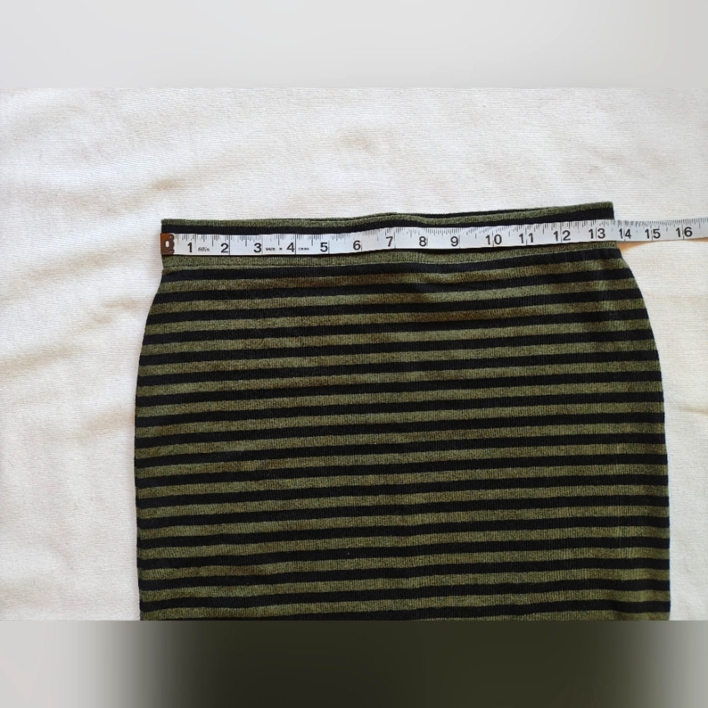Smart Set Striped Black and Green Midi Skirt - Picture 2 of 5